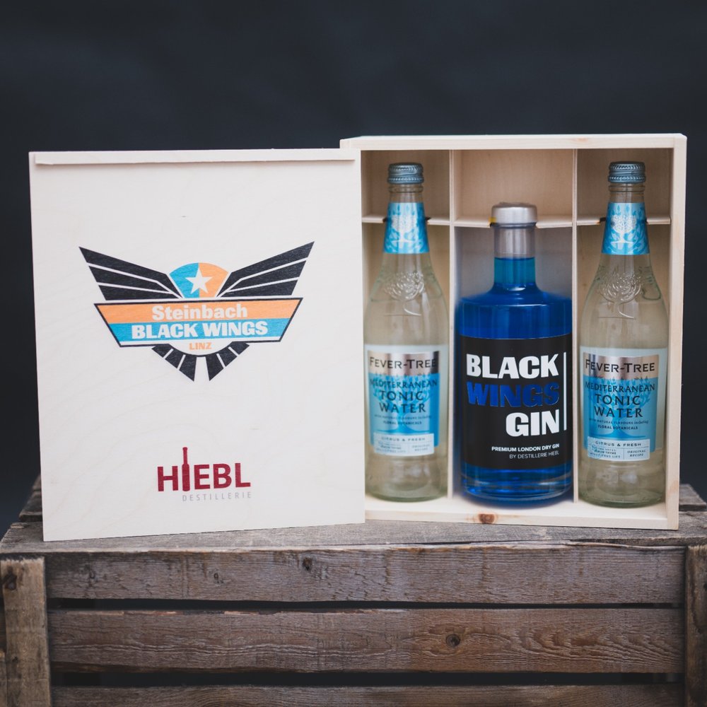 Black Wings Ginset mit 2x Tonic und Holzkiste 70cl