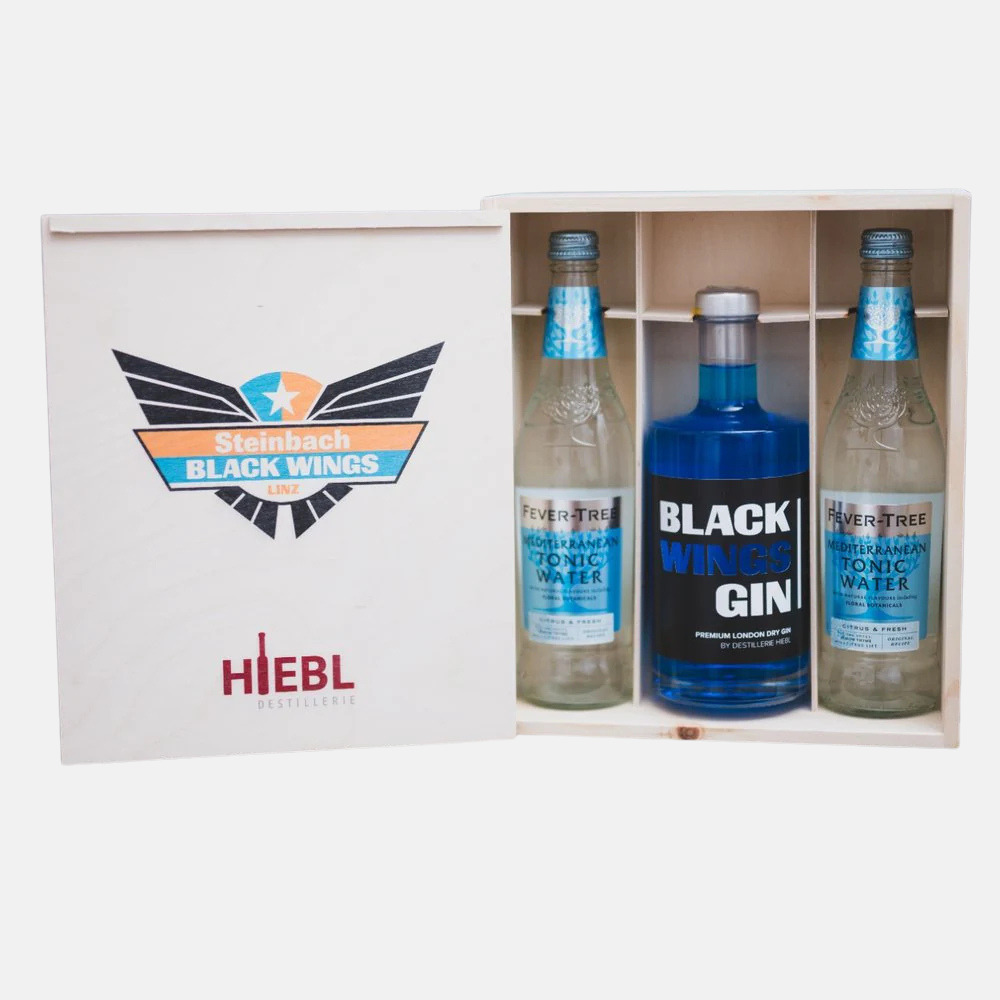 Black Wings Ginset mit 2x Tonic und Holzkiste 70cl