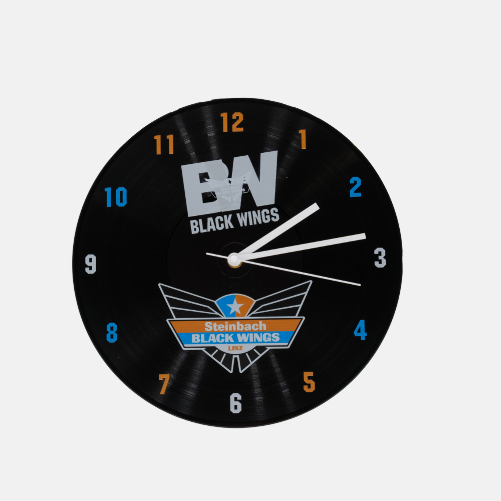BLACK WINGS Wanduhr Schallplatte